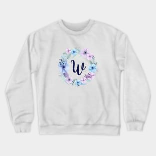 Floral Monogram W Icy Winter Blossoms Crewneck Sweatshirt